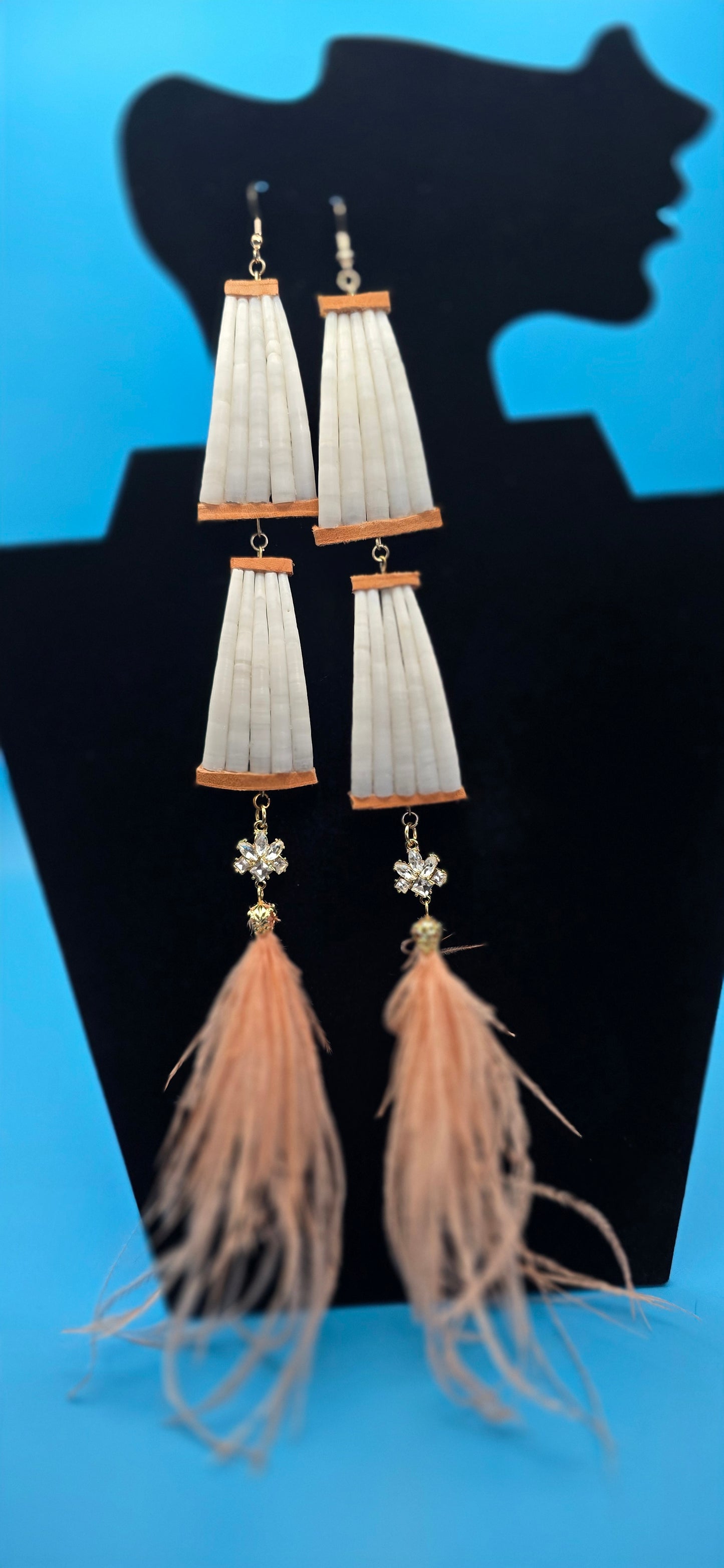 Dentalium Feathered Earrings