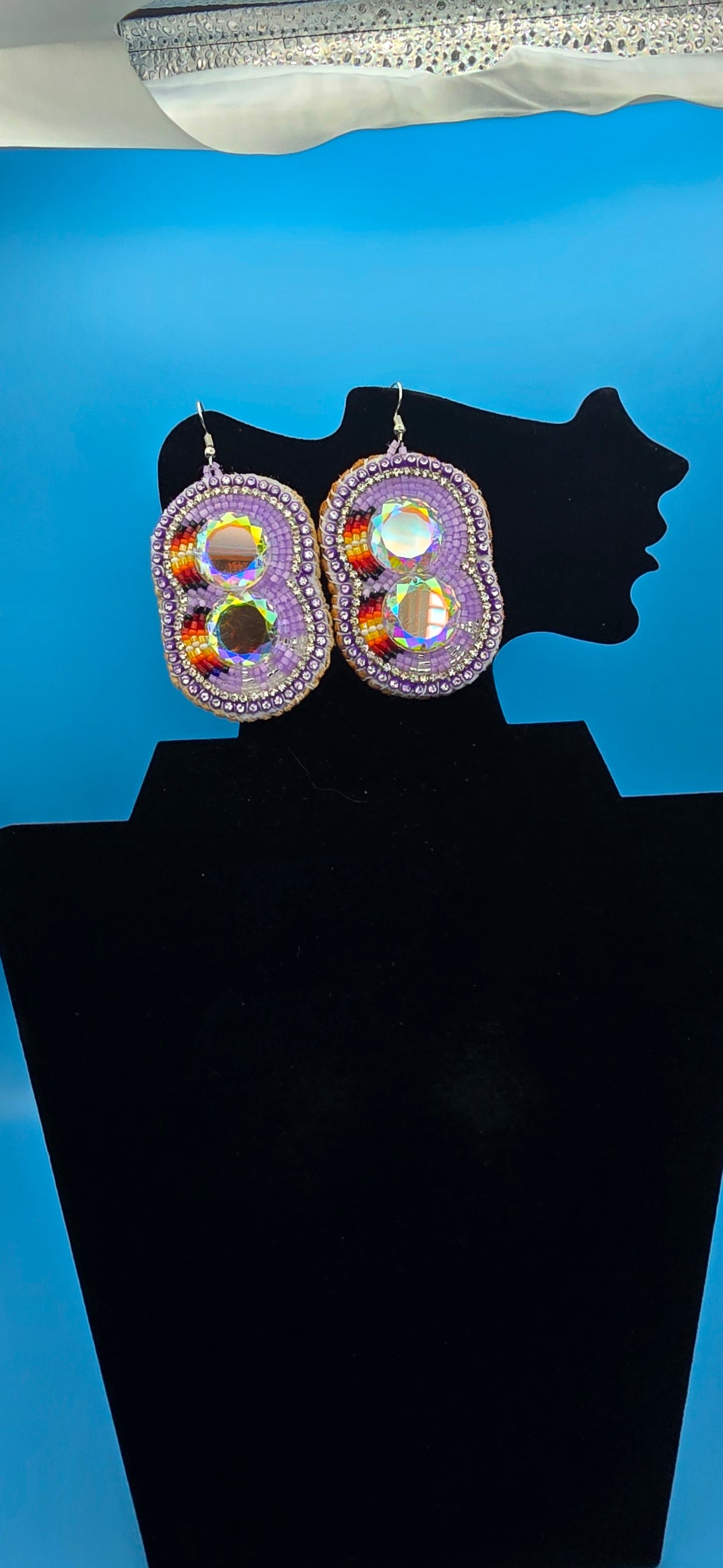 Purple Fire Color Beaded Earrings