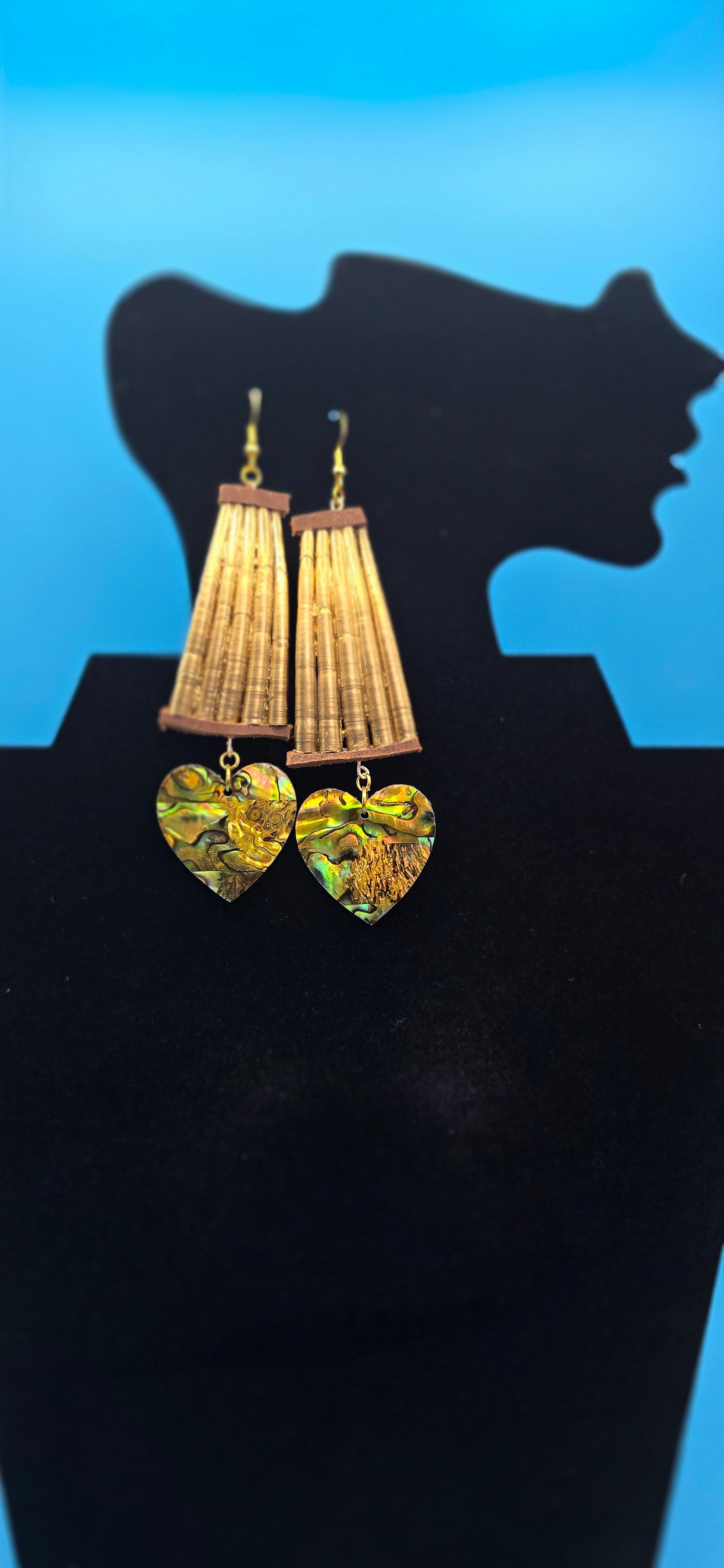 Gold Dentalium Heart Earrings