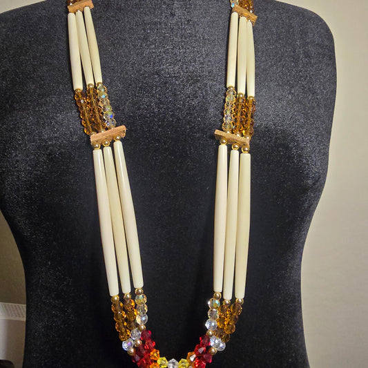 Authentic Hair Pipe Necklace Three Tier